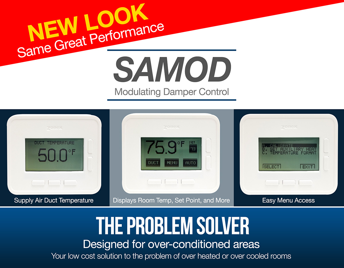 SAMOD Modulating Stand Alone Damper or Floating Zone Control Zonex